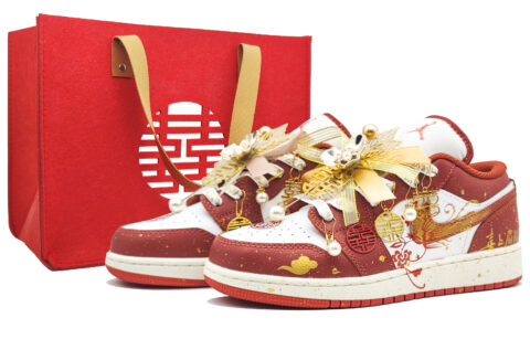 Jordan Air Jordan 1 Abrasion Resistant Low top Vintage Basketball Shoes Unisex Joyful Red