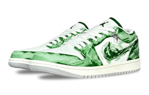 Jordan Air Jordan 1 Slip Resistant Abrasion Resistant Low top Vintage Basketball Shoes Unisex Green