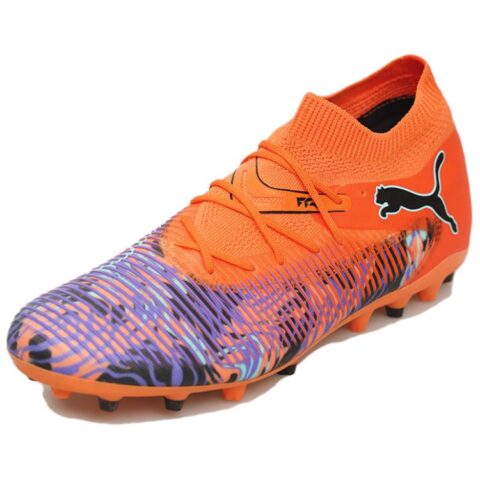 PUMA FUTURE 8 MG Multi Ground Artificial Turf Fabric Abrasion Resistant Coverage Soccer Shoes Men’s Orange Black