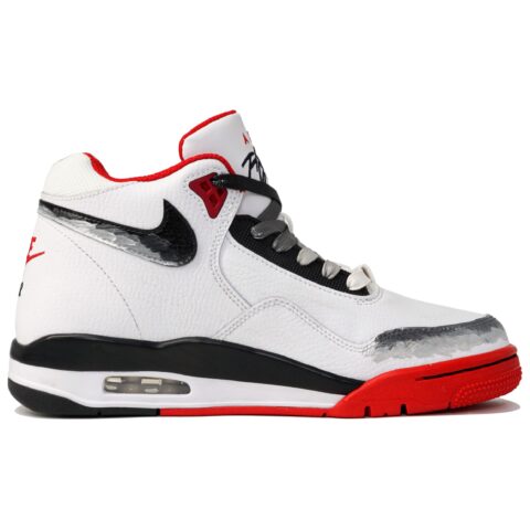 Nike Flight Legacy Slip Resistant Abrasion Resistant Mid top Vintage Basketball Shoes Unisex White