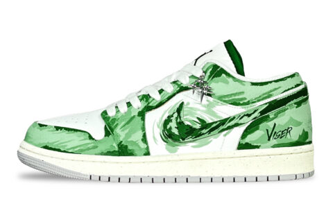Jordan Air Jordan 1 Slip Resistant Abrasion Resistant Low top Vintage Basketball Shoes Unisex Green