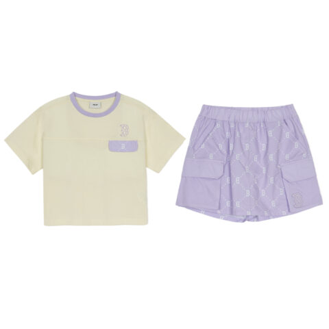 MLB KIDS Casual Sportswear Boston Red So 2 Piece Set Lavender Children Aged 3 7 Years Old