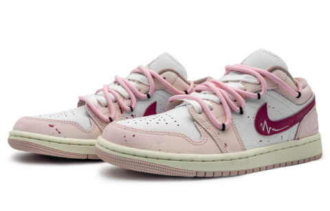 Jordan Air Jordan 1 Slip Resistant Abrasion Resistant Low top Vintage Basketball Shoes Women’s Pink