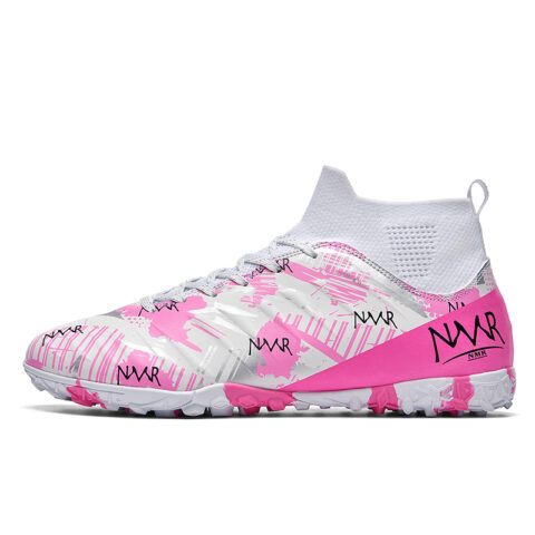 NMR Slip Resistant Waterproof Non Slip And Waterproof Soccer Shoes Unisex White Blue Pink