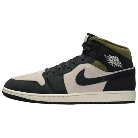 Jordan Air Jordan 1 Mid top Vintage Basketball Shoes Men’s Beige Black Green