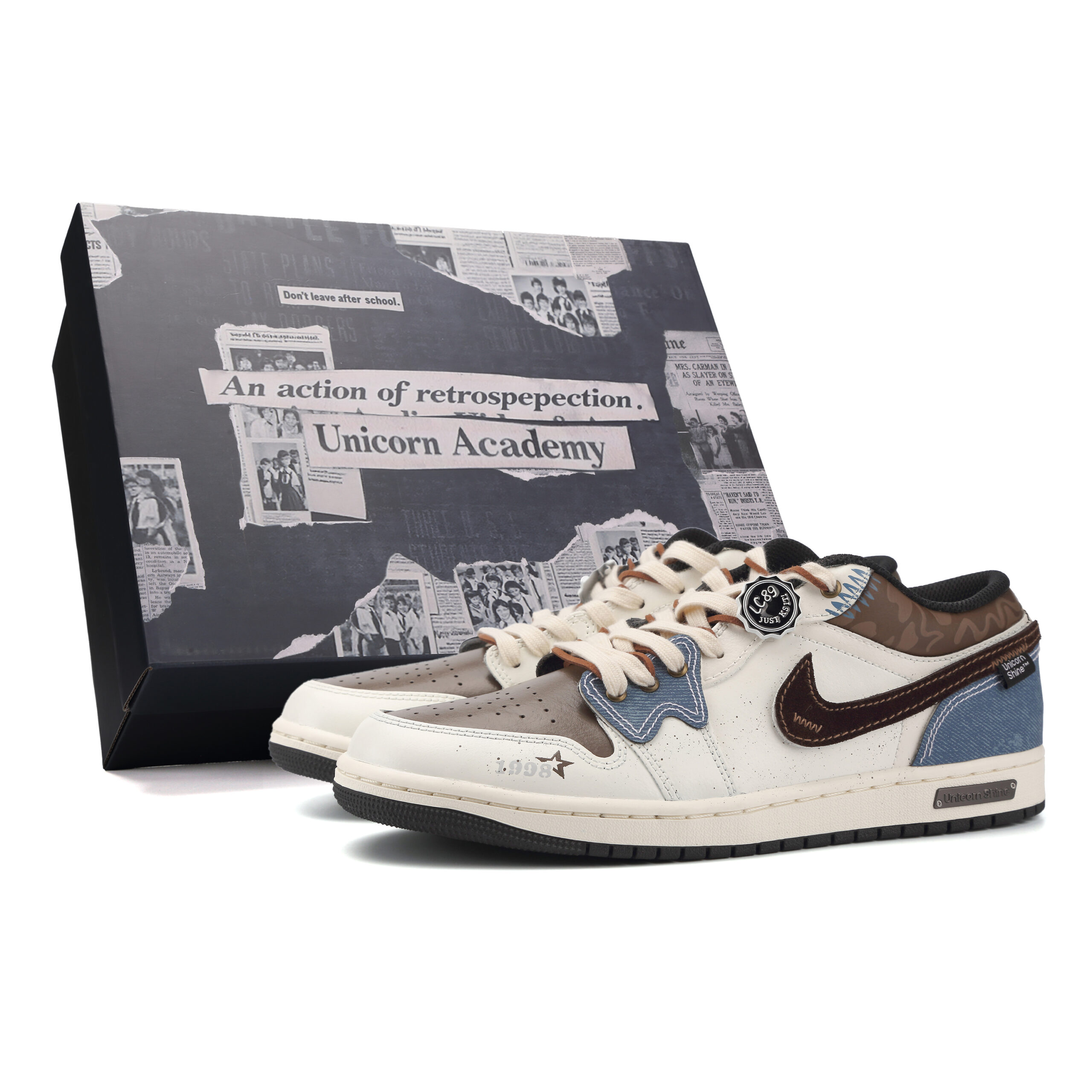 Jordan Air Jordan 1 Denim Is Busy Leather Abrasion Resistant Abrasion Resistant Low top Vintage Basketball Shoes Men’s
