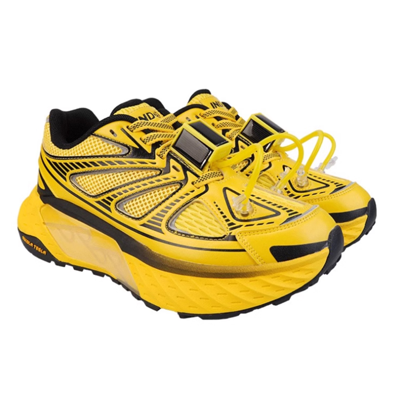 JNDO Cushioning Slip Resistant Abrasion Resistant Low top Casual Running Shoes Unisex Yellow Black