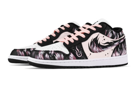 Jordan Air Jordan 1 Love Flame Ignites Heart Low top Vintage Basketball Shoes Unisex Black White Pink