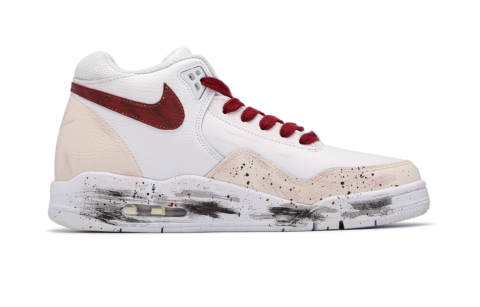 Nike Flight Legacy Thorn Rose Slip Resistant Abrasion Resistant Mid top Vintage Basketball Shoes Unisex White Red