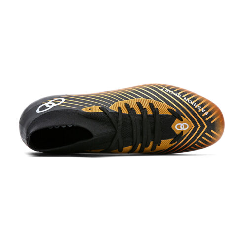 ATAY Slip Resistant Abrasion Resistant Slip Resistant Abrasion Resistant Soccer Shoes Unisex Black Gold