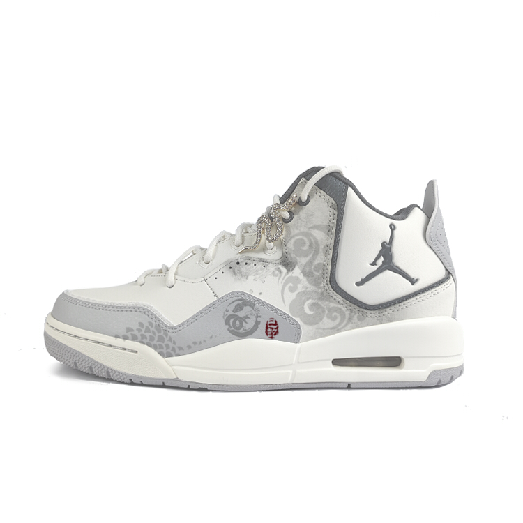 Jordan Courtside 23 Cushioning Slip Resistant Mid top Vintage Basketball Shoes Men’s Gray White