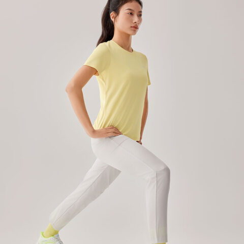 Skechers Sports Lifestyle Comfortable Technology Collection Quick Dry T Shirts Women’s Pink Yellow