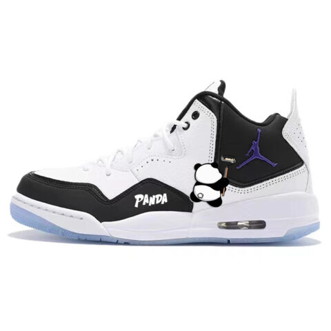 Jordan Courtside 23 Cushioning Slip Resistant Mid top Vintage Basketball Shoes Unisex Black White