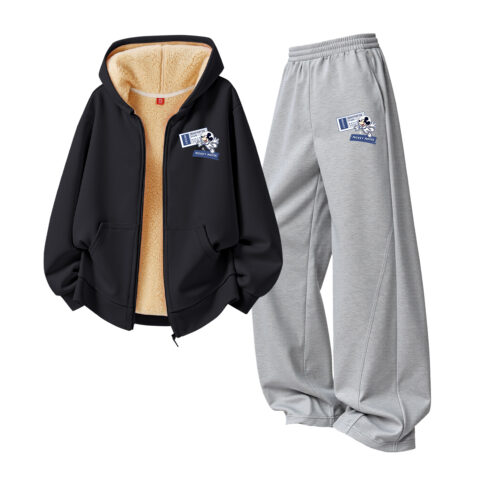 Disney Kids Casual Sportswear Crew Neck Thickened And Fleece Lined