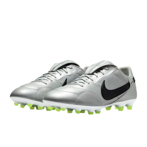 Nike Premier 3 Abrasion Resistant Soccer Shoes Unisex Metallic Silver