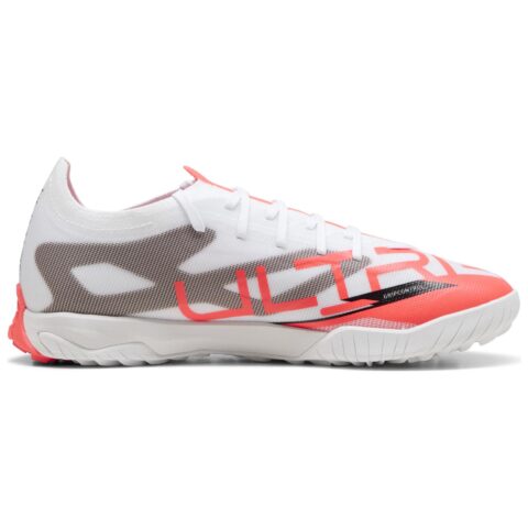 PUMA Ultra 5 Match TT Turf Abrasion Resistant Soccer Shoes Unisex White Black Red