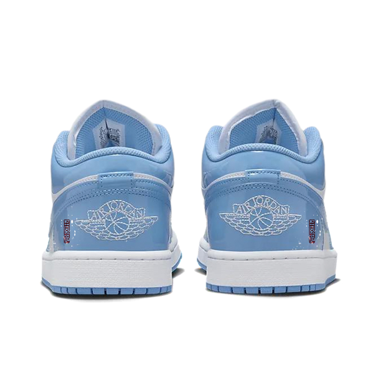 Jordan Air Jordan 1 Slip Resistant Abrasion Resistant Low top Vintage Basketball Shoes Unisex White Blue