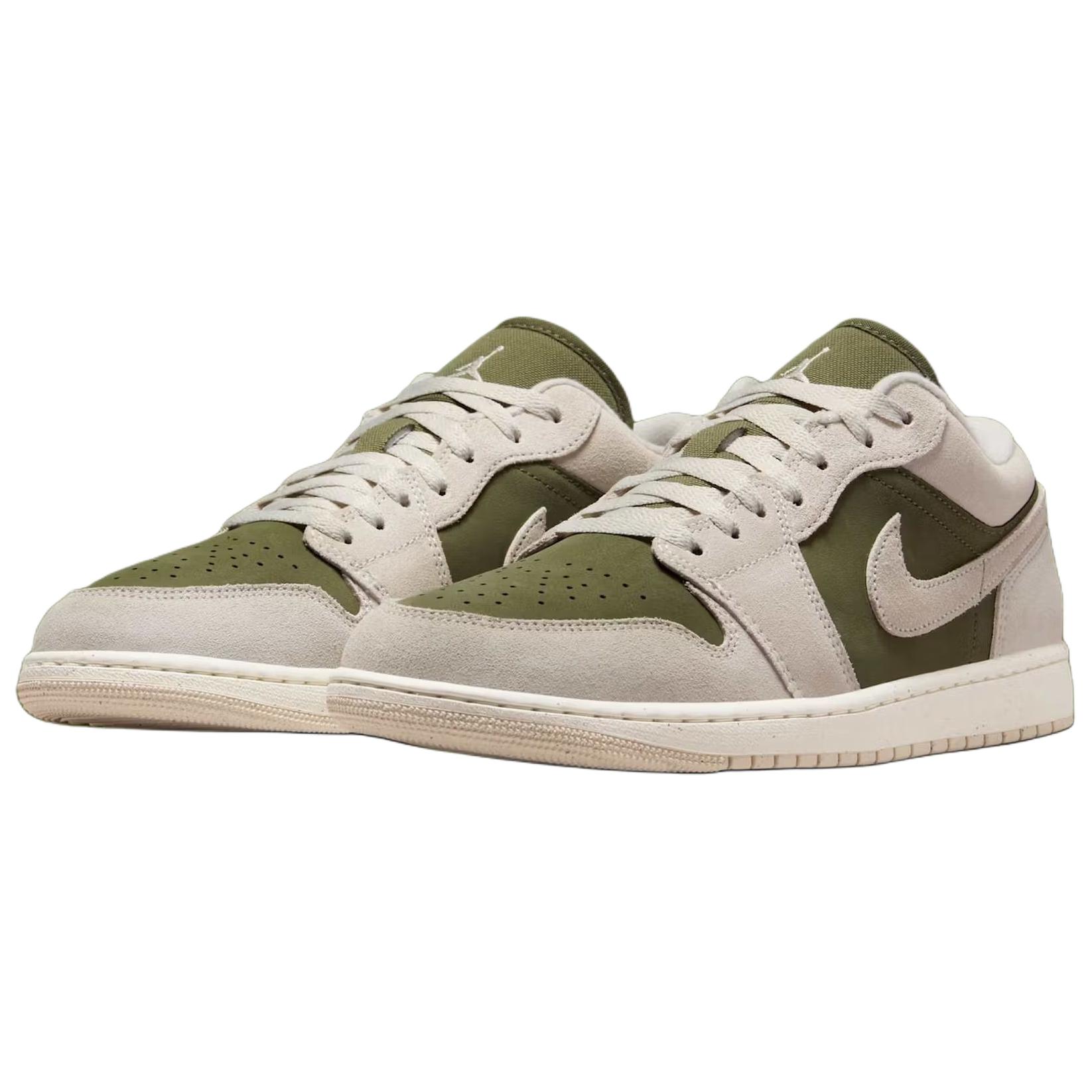 Jordan Air Jordan 1 Leather Abrasion Resistant Low top Vintage Basketball Shoes Unisex White Green