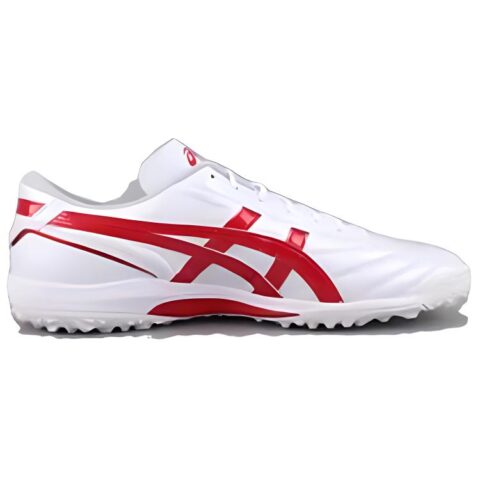 ASICS C3 TF Turf Kangaroo Leather Abrasion Resistant Soccer Shoes Unisex White Red