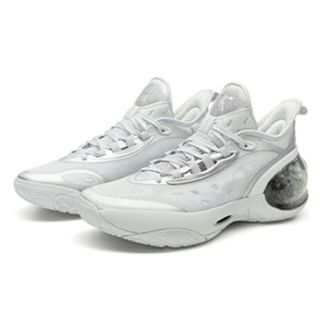 QIAODAN Cushioning Slip Resistant Abrasion Resistant Low top Basketball Shoes Men’s Silver