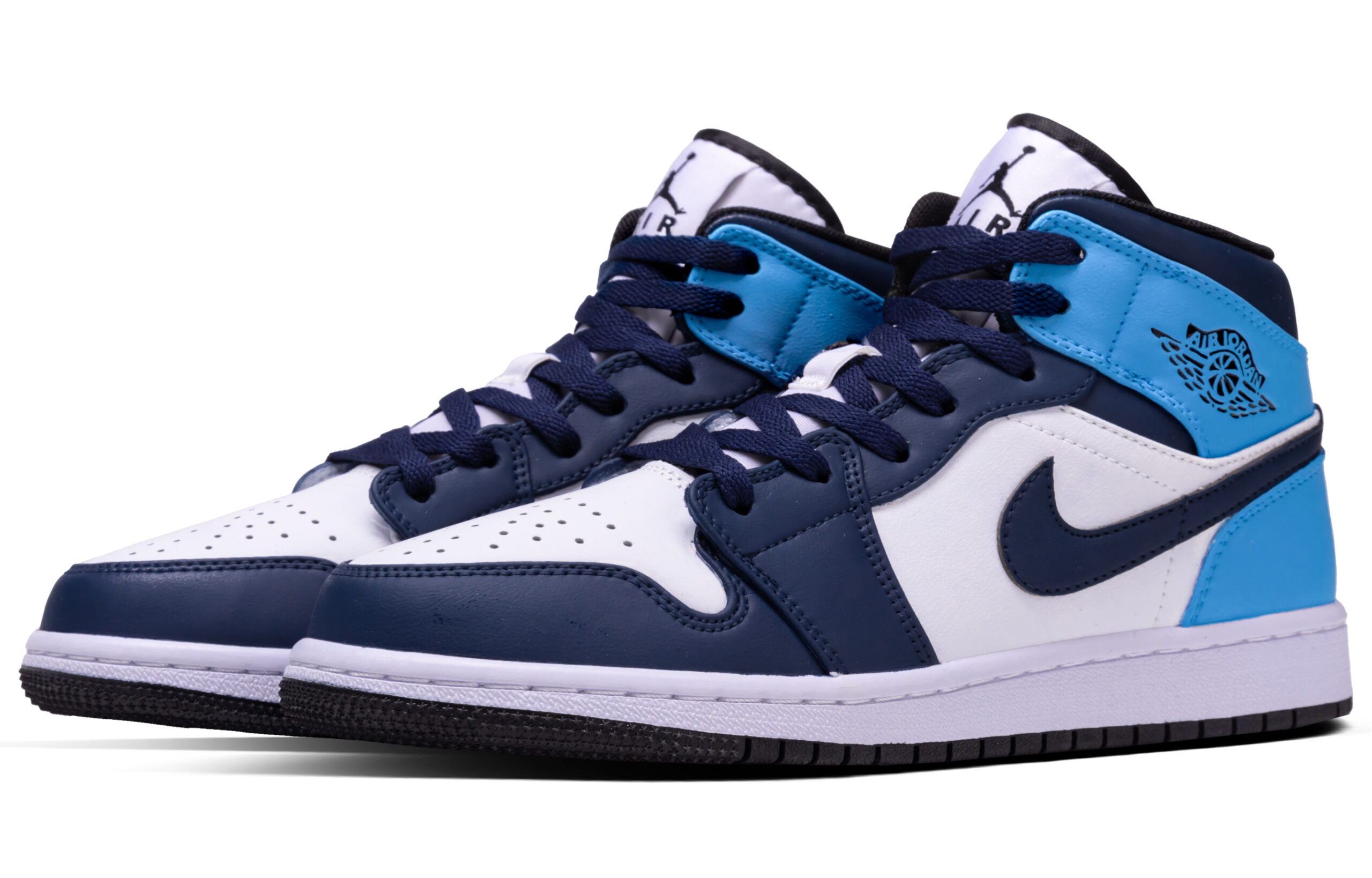 Jordan Air Jordan 1 Abyssal Ore Leather Mid top Vintage Basketball Shoes Unisex Blue White