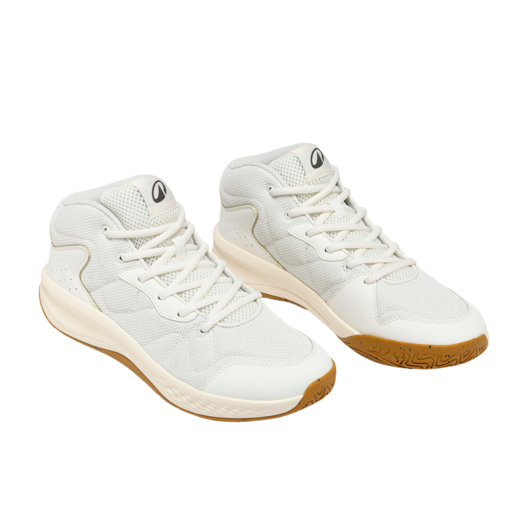 DECATHLON Essential Slip Resistant Slip Resistant Mid top Basketball Shoes Men’s Ecru