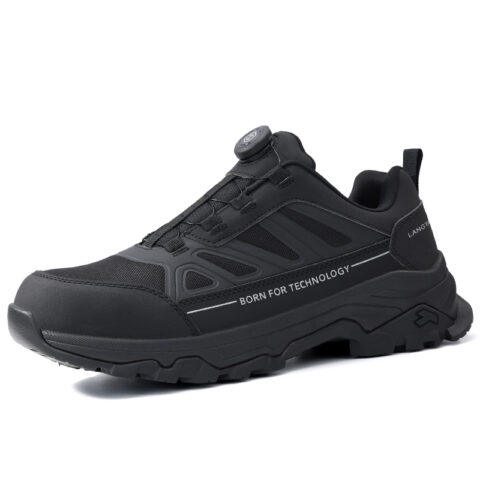 LANGTAN Slip Resistant Abrasion Resistant Support Low top Outdoor Shoes Men's Black