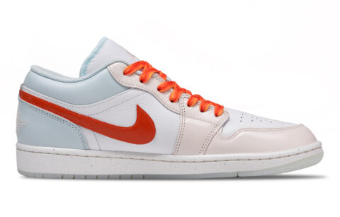Jordan Air Jordan 1 Litchi Summer Abrasion Resistant Low top Vintage Basketball Shoes Men’s White Orange Blue