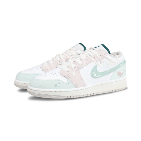 Jordan Air Jordan 1 Leather Abrasion Resistant Abrasion Resistant Low top Vintage Basketball Shoes Unisex Teal