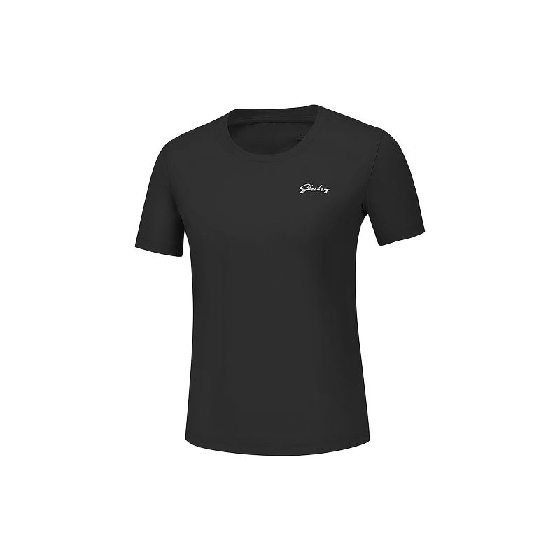 Skechers GODRI Quick Dry T Shirts Women's Carbon Black/0018