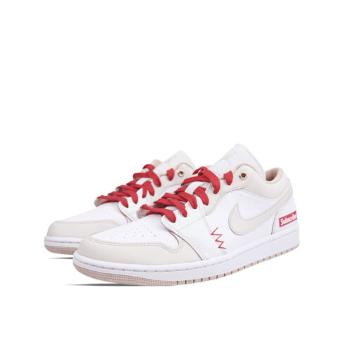 Jordan Air Jordan 1 Hip hop Street Style Cushioning Low top Vintage Basketball Shoes Unisex White