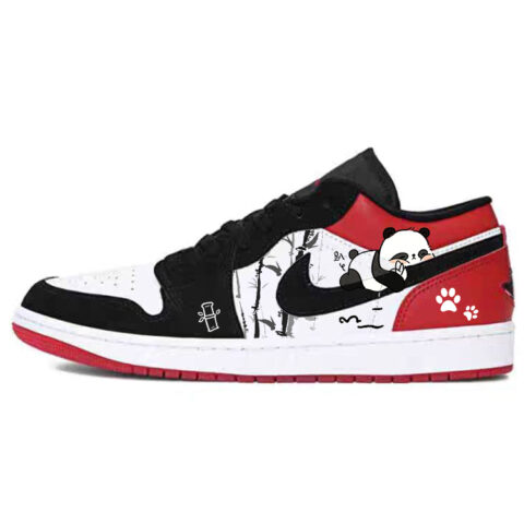 Jordan Air Jordan 1 Comfortable Low top Vintage Basketball Shoes Unisex Black Red