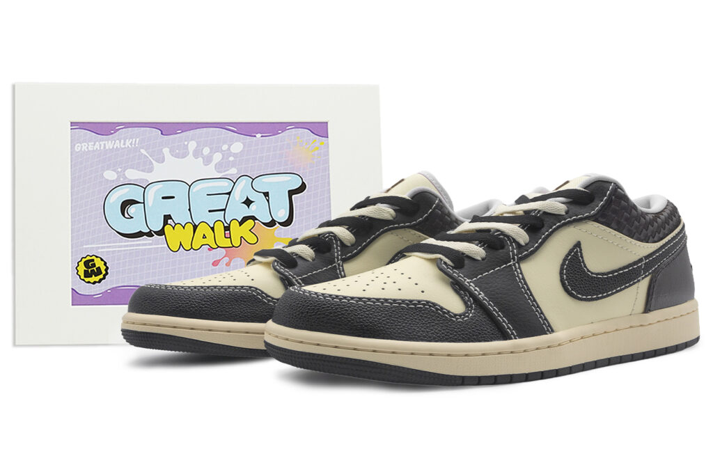 Jordan Air Jordan 1 Leather Slip Resistant Low top Vintage Basketball Shoes Men’s Black Brown