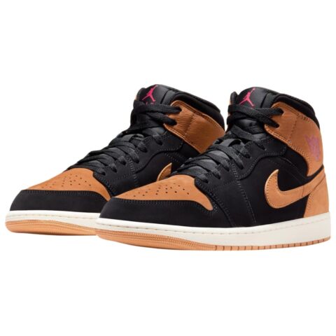 Jordan Air Jordan 1 Abrasion Resistant Abrasion Resistant Mid top Vintage Basketball Shoes Unisex Black Brown