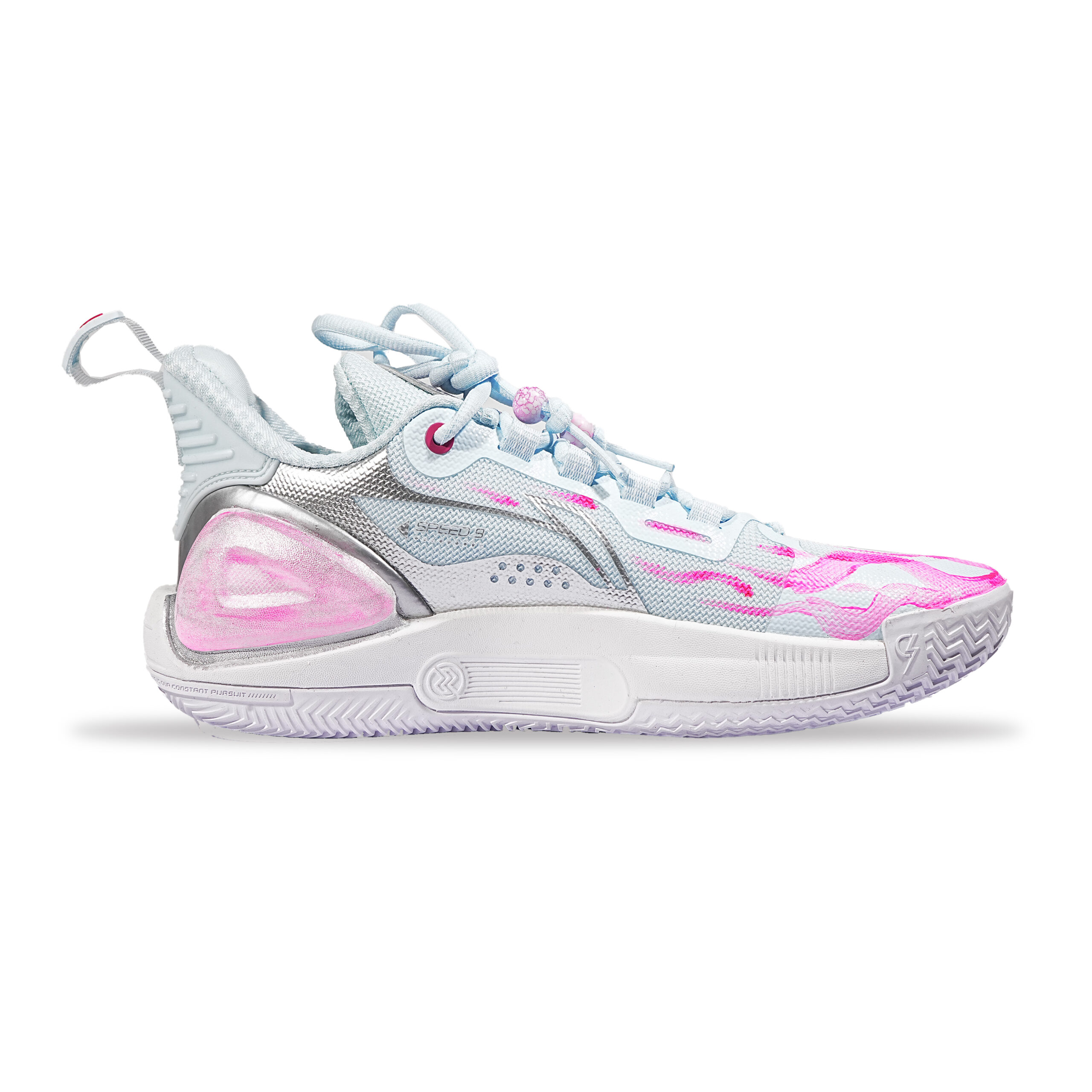 Li Ning Speed 9 Abrasion Resistant Rebound Abrasion Resistant Rebound Low top Basketball Shoes Men’s Pink White