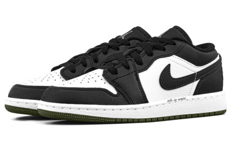 Jordan Air Jordan 1 Leather Cushioning, Wear Resistant Low top Vintage Basketball Shoes Unisex Black White