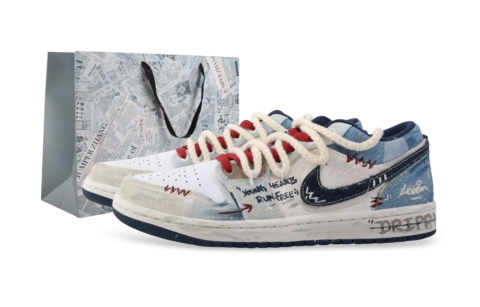 Jordan Air Jordan 1 Western Denim Cushioning Abrasion Resistant Cushioning, Wear Resistant Low top