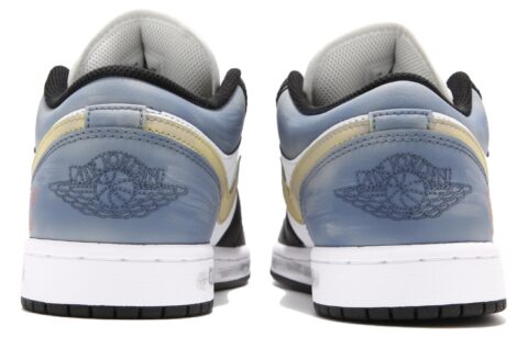 Jordan Air Jordan 1 Low Abrasion Resistant Breathable Low top Vintage Basketball Shoes Men’s Black White Blue