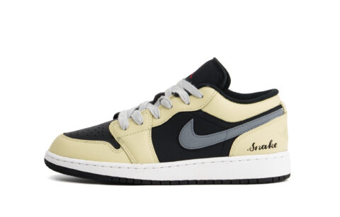 Jordan Air Jordan 1 Abrasion Resistant Impact Resistant Low top Vintage Basketball Shoes Unisex Khaki