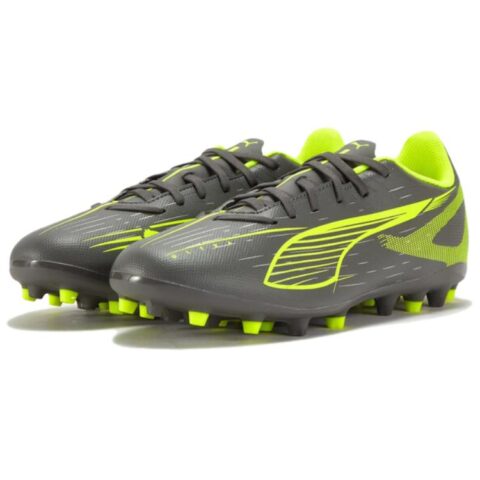 PUMA Ultra 5 Play Comfortable MG Multi Ground Artificial Leather Abrasion Resistant Soccer Shoes Unisex Silver Yellow