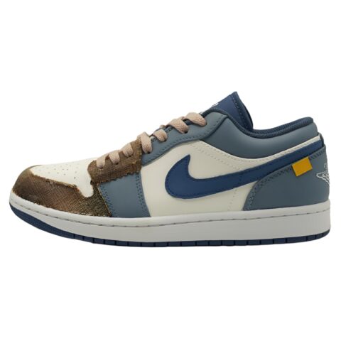 Jordan Air Jordan 1 Leather Abrasion Resistant Low top Vintage Basketball Shoes Men’s Wheat Blue