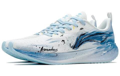 Li Ning Wuyue Cushioning Slip Resistant Abrasion Resistant Low top Casual Running Shoes Men’s White Blue