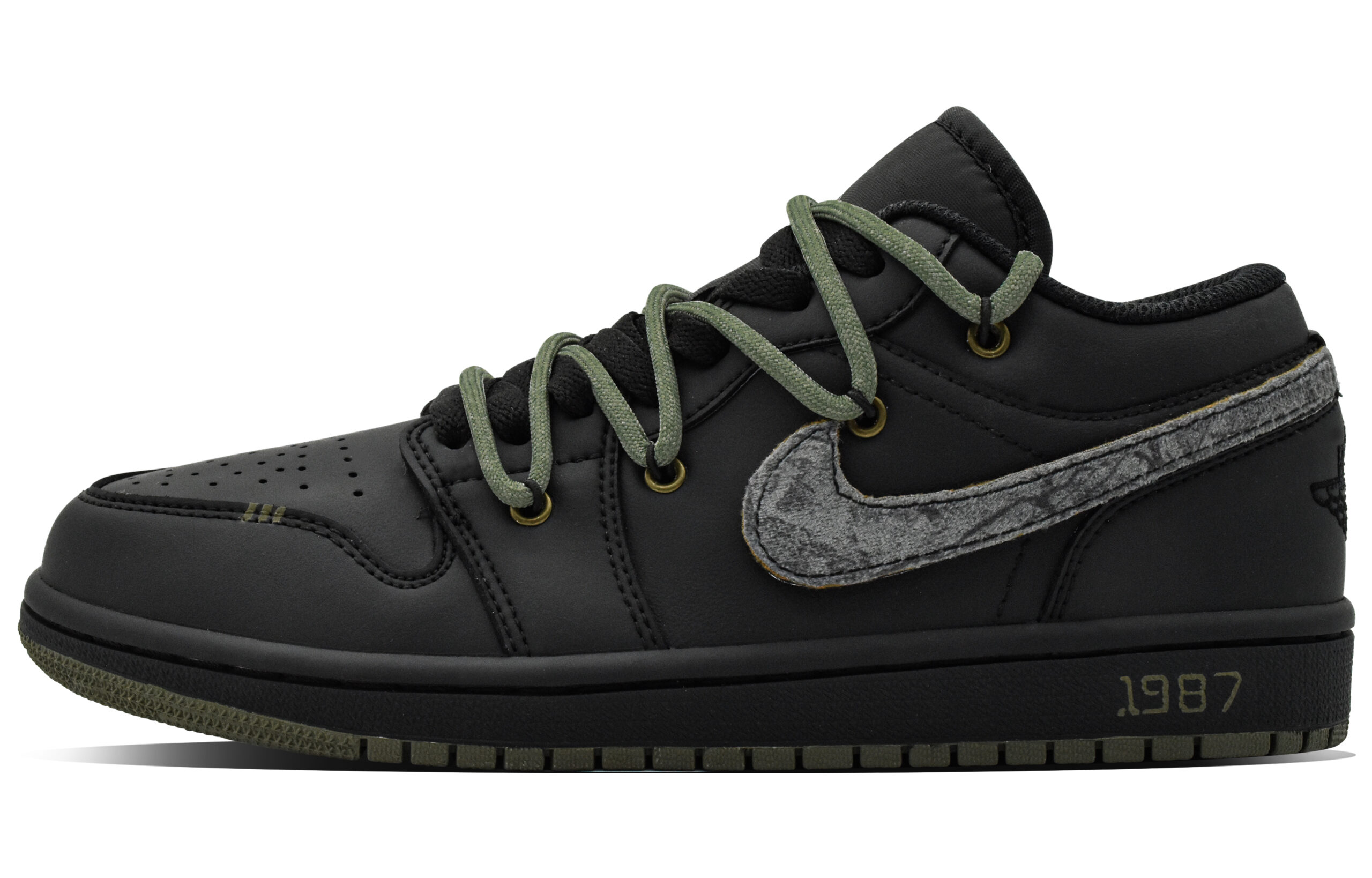 Jordan Air Jordan 1 Low top Vintage Basketball Shoes Unisex Black Green