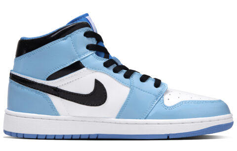 Jordan Air Jordan 1 University Blue Leather Abrasion Resistant Mid top Vintage Basketball Shoes Unisex Blue Black