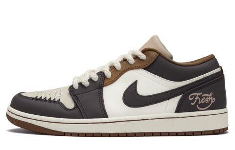 Jordan Air Jordan 1 Charred Mocha Low top Vintage Basketball Shoes Men’s Light Yellow