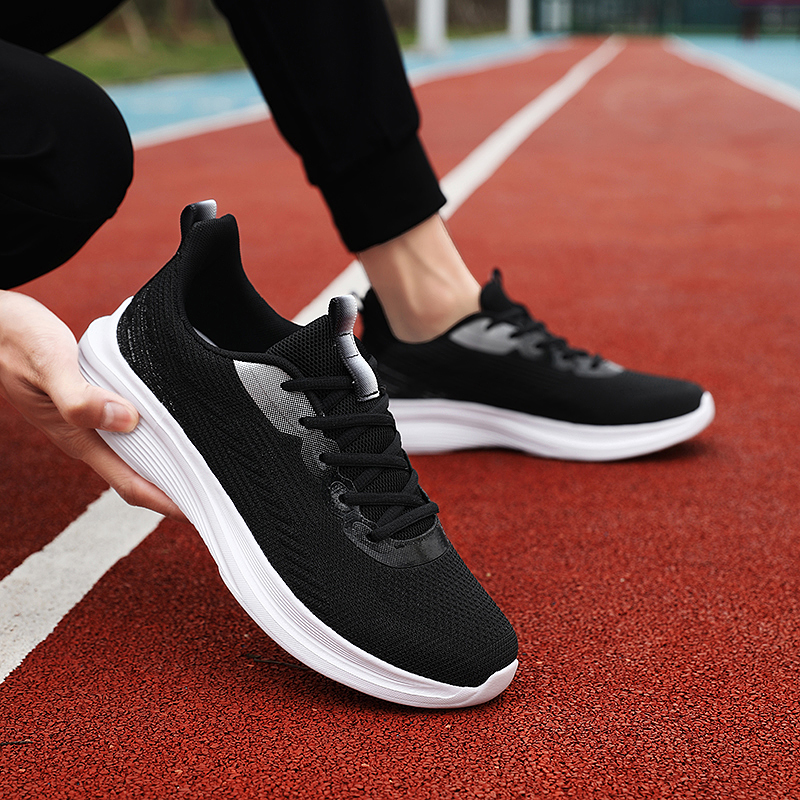 BIANSULONG Slip Resistant Abrasion Resistant Support Low top Casual Running Shoes Unisex Black Gray