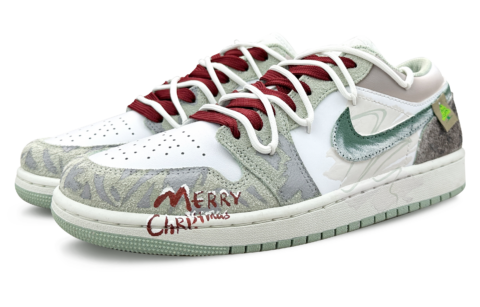 Jordan Air Jordan 1 Shimmery Cat Warm Winter Covenant Slip-Resistant Low-Top Vintage Basketball Shoes Men’s Jasper