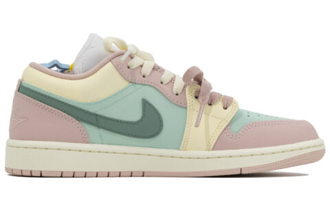 Jordan Air Jordan 1 Icing Sugar Forest Abrasion Resistant Low top Vintage Basketball Shoes Unisex Lotus Color