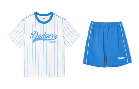MLB Los Angeles Dodgers Crew Neck Short Sleeved T Shirts With Straight Fit Shorts For Casual Sportswear Blue Kids'