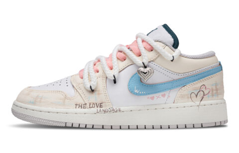 Jordan Air Jordan 1 Love Confession Abrasion Resistant Abrasion Resistant Low top Vintage Basketball Shoes Unisex